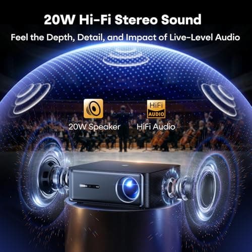 Boldever 1500 ANSI Google TV Smart Projector - 4K Projector with WiFi and Bluetooth, 20W HiFi Speakers Outdoor Movie Proyector, Auto Focus & Keystone Projector for Home Theater Indoor - Thumbnail 4