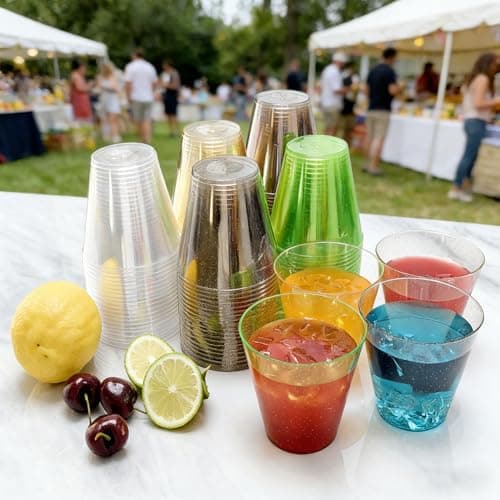 KINGSUSLAY 100Pack Glitter Sliver Plastic Cups, 9 oz Clear Fancy Disposable Cups,Clear Plastic Tumblers for Weddings,Birthday,Thanksgiving, Christmas,Halloween as Party Cups. - Thumbnail 3