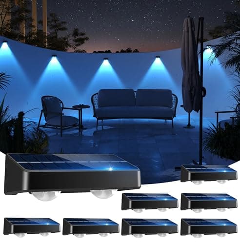 sununiny Solar Fence Lights 9-Color RGB Solar Lights Outdoor Waterproof Garden Wall Lights Solar Powered for Outside Backyard,Pathway,Yard,Party,Festival 8 Pack - Image 1