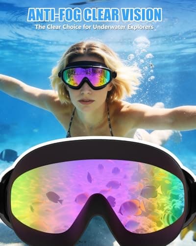 Aegend Swim Goggles for Adult Youth - 2 Pack Wide View Anti-Fog Anti-UV Swimming Goggles for Men & Women (Aqua & Birght Rose) - Thumbnail 4