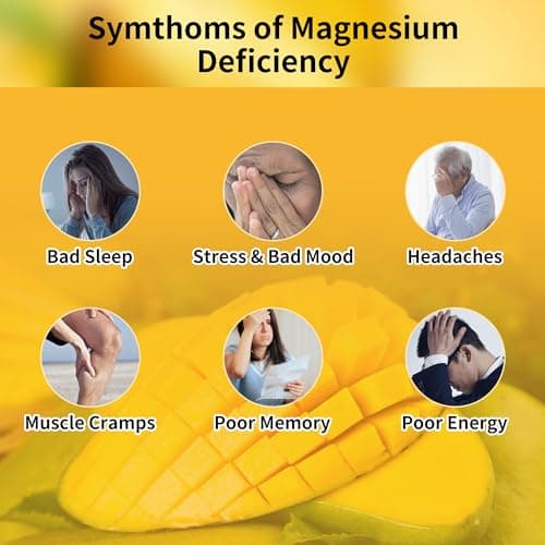 90 CT Magnesium Glycinate Gummies 1000mg - Sugar Free Magnesium Potassium Supplement with Vitamin D, B6, CoQ10 for Calm Mood & Sleep Support - 90 Mango Pineapple Gummies - Thumbnail 3