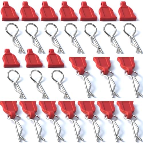 RC Car Body Clips Pins with Pull Tabs for 1/10 1/12 TRAXXAS Axial Redcat HPI Himoto HSP Exceed RC Truck Car Crawler Truck Buggy On Road Touring Racing Shell Replacement, 20-Pack (Red) - Image 1