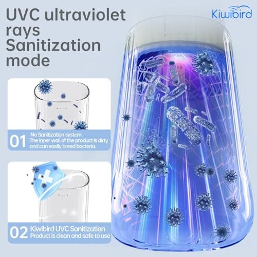 KIWIBIRD Mini Water Flosser for Travel, Ultra-Portable Cordless Oral Irrigator with UVC Light, IPX8 Waterproof 3 Modes, 230mL Teeth Cleaner for Tonsil Stones & Braces Care - Home & Travel (Grey) - Thumbnail 3