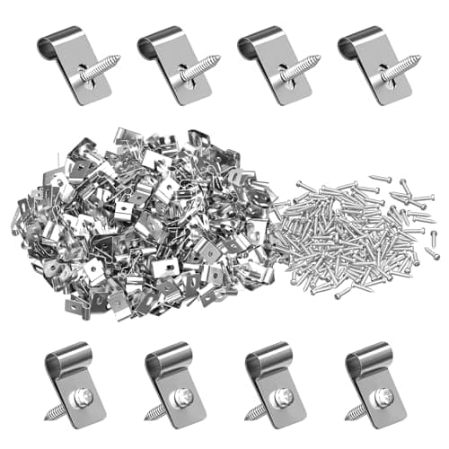 DfuGift [with 100 Screws] 100 Pack Stainless Steel Wire Fence Clips, Heavy Duty Fencing Mounting Fasteners for 12-16 Gauge Welded Wire, Rust-Resistant Clips for Wood, Metal or Vinyl Posts - Image 1