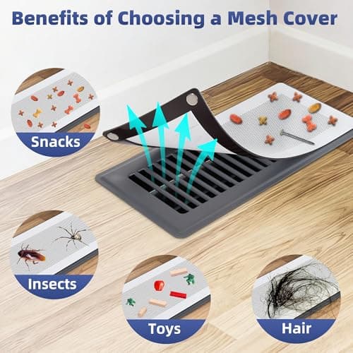 Magnetic Vent Covers - 5" x 11" Vent Screen Mesh Covers for Floor, Wall and Ceiling Registers of Width 5" to 6", Length 11" to 12", Strong Magnetic Floor Vent Covers, Non Peeling - White - Thumbnail 5