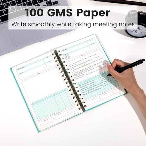 Meeting Notebook for Work with Action Items 5.5×8.5 Hardcover Spiral Meeting Planner for Office Business Meeting Work Notes Notebooks for Note Taking Professional Meeting Notebooks for Men Women,Black - Thumbnail 6