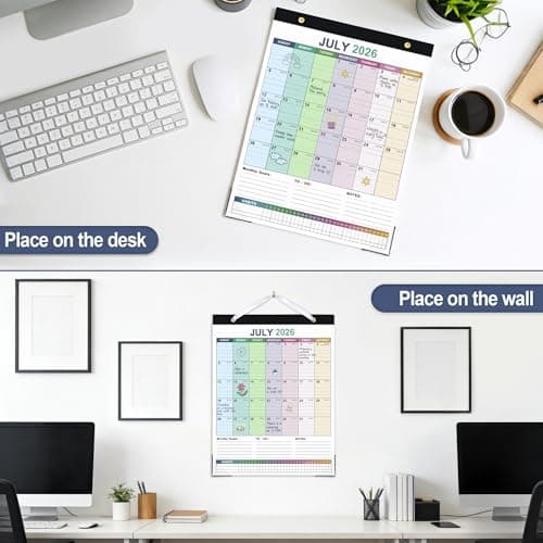 ANYZONE Desk Calendar 2026-2027, 18 Months Calendar from Jan. 2026 to Jun. 2027, 11" x 14" Desktop/Wall Monthly Calendar with Corner Protectors, Ample Space & Habit Tracker for Home School Office - Thumbnail 5