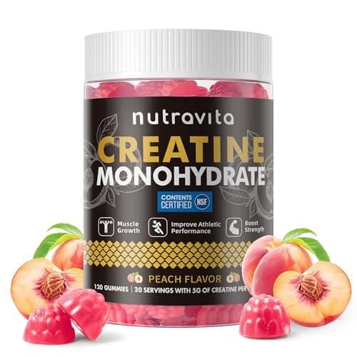 Creatine Monohydrate Gummies for Men & Women-5g of Creatine Monohydrate per Serving - Sugar Free,Vegan, Peach Flavor, 120 Count - Image 1