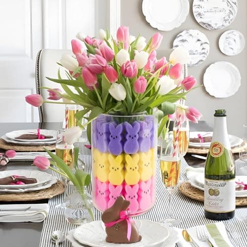 ORIENTAL CHERRY Easter Decorations - Easter Peeps Bunnies Vase Filler Set, Spring Decor Home Indoor Decoration Centerpieces for Tables - Thumbnail 5