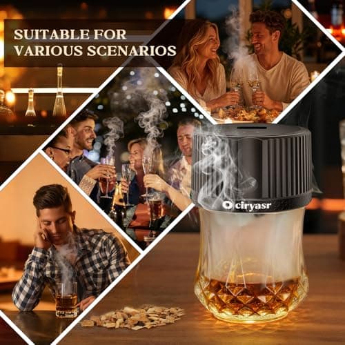 Electric Whiskey Smoker Kit Upgraded, Rechargeable Cocktail Smoker Kit with 4 Light Modes & 6 Wood Chips, Old Fashioned Whiskey Accessories, Bourbon Gifts for Men, Dad, Husband, No Butane - Thumbnail 4