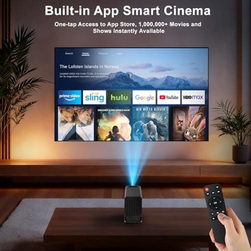 Mini Projector with WiFi and Bluetooth,4K Support 260 ANSl Smart Portable Projector,Auto Keystone, 135 Degree Rotation,Video projector for Home, Bedroom, Outdoor - Thumbnail 2