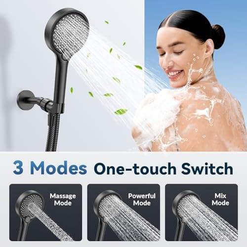 Filtered Shower Head with Handheld, High Pressure Shower Head with Filters, 3 Modes Water Softener Shower Head with Detachable Filters, Reduce Dryness on Skin and Hair, Matte Black - Thumbnail 3