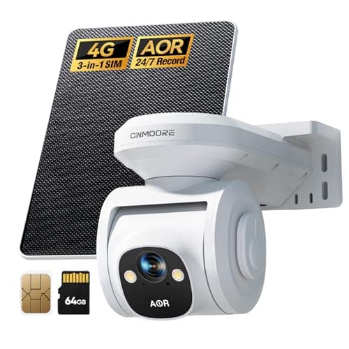 4G LTE Cellular Security Cameras Wireless Outdoor, 2.5K No WiFi Solar Powered Surveillance Camera for Home Security, PTZ AI Tracking Color Night Vision, SIM/64GB SD Card, Coldproof, AOR 24/7 Recording - Image 1