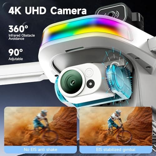 HZMOFTJ Drones With Dual Camera For Adults 4k,Gps Drone With Screen On Controller,Electric Adjustable Camera 90 °,Auto Return,Obstacle Sensing,Ai Track&Orbit Mode,50 Mins Flight,2 Battery ,For Beginner Toy Gifts - Thumbnail 3