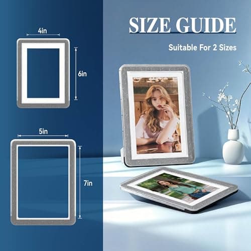 vilkok 5x7 Picture Frame,6 Pack, Fits 5x7 Photo or 4x6 with Mat, Acrylic Front & Durable ABS Frame, Shatterproof UV-Resistant Tabletop Display, Vertical/Horizontal Home Décor Frame, Double Colors - Thumbnail 6