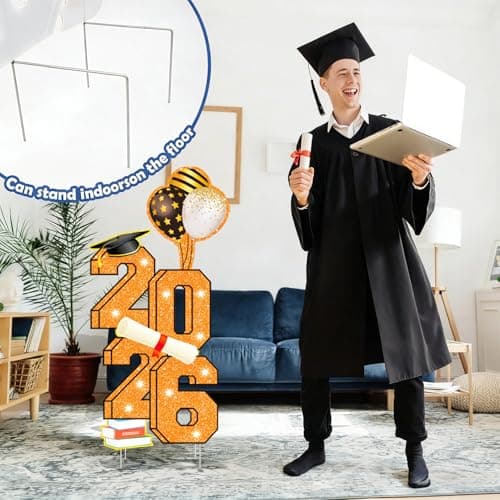 3.5FT Large Class 2026 Graduation Yard Sign Yard Decorations Congrats Graduation Lawn Signs 2026 Grad Yard Signs with Stakes for Outdoor Indoor Congrats Graduation Party Decoration Supplies - Thumbnail 5