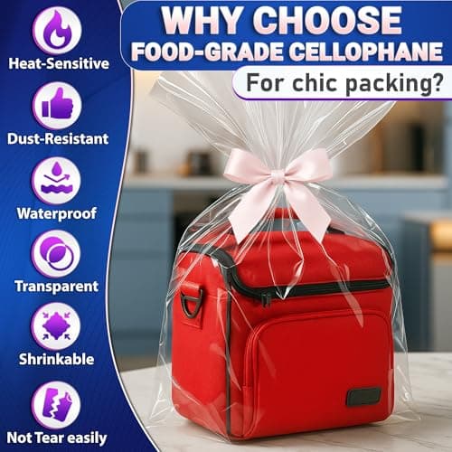 PalaYou 5 Pcs Shrink Wrap Bags for Gift Baskets – 32x40 Large Shrink Wrap, Wide Application for Gifts & Hampers, Durable & Easy to Use – Clear Cellophane Bags for Presents and Easter Basket Packaging - Thumbnail 3