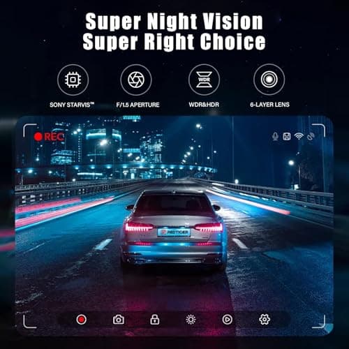 dashcam, 3 Channel WiFi 360° All Sides Dash Cam, IR Night Vision, 4K+1080P*3 Front Rear Inside Dashcams, Voice Control, GPS, 24 Hours Buffered Parking Mode Dash Camera, Support 512GB Max F7 - Thumbnail 4