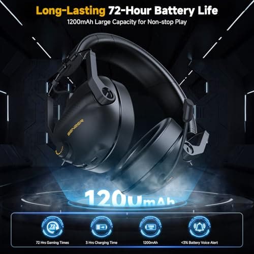SG600 Wireless Gaming Headset for PC, PS5, PS4, Laptop, Mac, Nintendo Switch, 2.4GHz & Bluetooth 5.3 Gaming Headphones with Noise Canceling Mic, Stereo Sound, 70+Hr Battery, 15ms Latency - Thumbnail 4