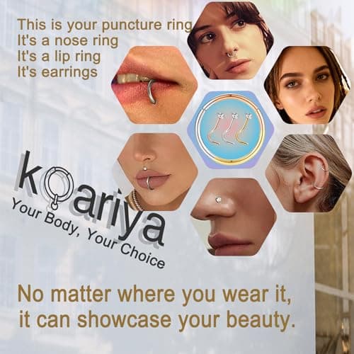 Koariya nose ring 18G and 20G nose nail set for men and women, anti allergic 316L medical grade stainless steel spiral nose nail, nose screw bone 2/2.5/3mm zircon perforated jewelry 15 pieces (three color gift box set) - Thumbnail 2