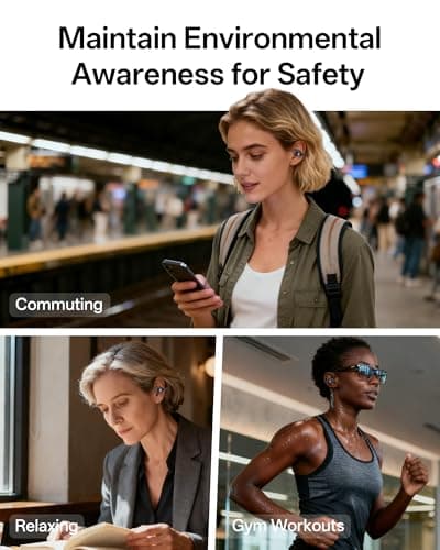 Clip On Earbuds, Open Ear Earbuds Wireless Bluetooth, Ear Clip Bluetooth Headphones for Running Sport, Lightweight Comfort, Secure Fit for Small Ears, Ultra Clear Calls with Mics, Waterproof, 40H Play - Thumbnail 6