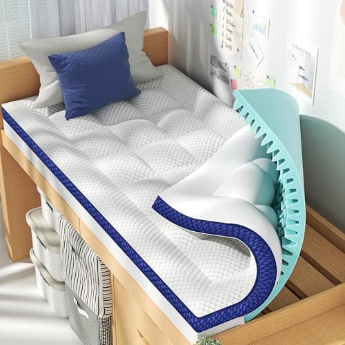 BEDELITE Twin XL Mattress Topper College Dorm Room Essentials, Dual Layer 4 Inch Memory Foam Mattress Topper, Pilow Top Mattress Pad and Premium Gel Foam Mattress, Fits Twin XL Mattress - Image 1