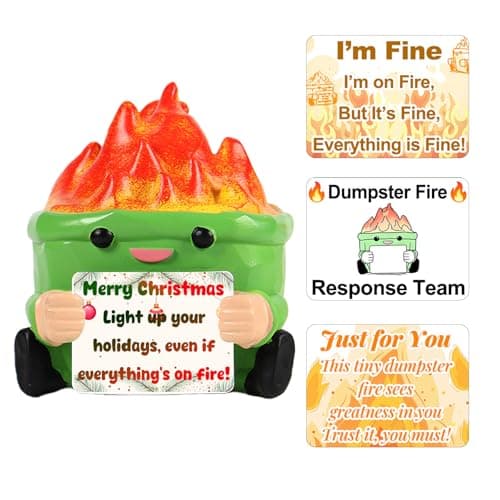 TTDOM Dumpster Fire Desk Accessories Encouragement Gifts with 4 Interchangeable Positive Cards Funny Motivational Gifts Office Humor Desk Decor Appreciation Gift for Coworkers Employees Friends - Thumbnail 3