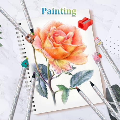 FilmHOO Easter Basket Stuffers for Teens Kids Children Easter Gifts for Kids,Art Supplies,12 Rainbow Colored Pencils With Cute Pencil Cap,sharpener,Arts And Crafts 4-12 Year Old Party Favors - Thumbnail 6