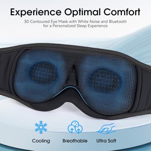 MUSICOZY White Noise Sleep Mask Headphones with 16 Soothing Sounds, Bluetooth Sleep Mask 3D Wireless Music Sleeping Headphones for Side Sleeper - Thumbnail 5