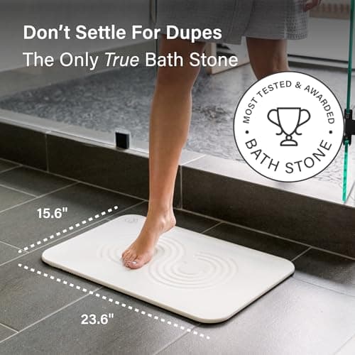 Dorai Home Bath Stone Mat 23.6"x15.4"| Luxury Diatomite Stone Bath Mat |Quickly Removes Water | Non-Slip, Quick-Dry Bath Mat for Bathroom | Zen Sandstone - 2 Pack - Thumbnail 2