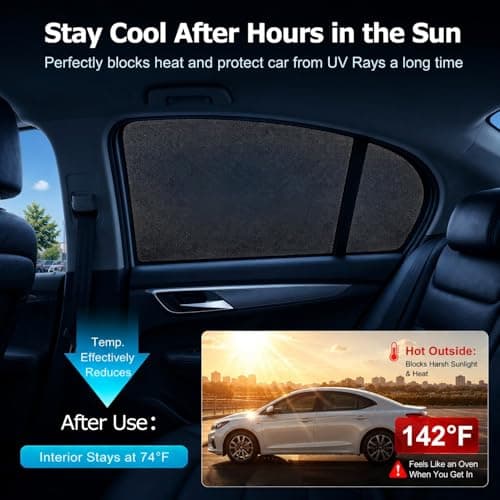 Car Window Shades for Baby (100% UV & Sun Block) Car Side Windows Covers Sun Shades for Baby in Car,Easy-Install Nano Ice-Crystal Coating-Universal Fit (Medium),2 Pack - Thumbnail 4
