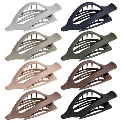 GIRLOLIIAR Flat Hair Claw Clips: 8 Pack 4.5 Inch Neutral Matte French Concord Claw Clips Set for Women with Thick/Thin Hair, Non-Slip Extra Hold Jaw Clips for Lay Down/Drive/Daily Use - Image 1
