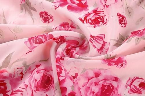 GRACE KARIN Womens Summer One Shoulder Sleeveless Dresses Floral Flowy Ruffle High Low Wedding Guest Maxi Sundresses Pink red 6 - Thumbnail 6