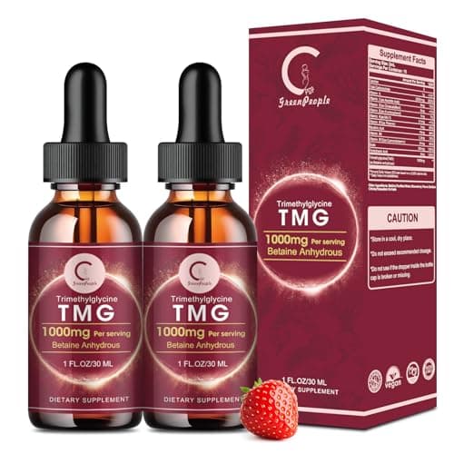 TMG Supplements Liquid Drops 1000mg - Trimethylglycine High Absorption Fast-Acting Supplement, Methylation, Liver Health & Brain Function - Vegetarian, Non-GMO, Strawberry Flavor 1 Fl.Oz (2 Pack) - Image 1