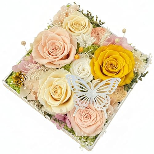 HipTree Preserved Yellow Rose Forever Real Eternal Pastel Austin Rose Gifts for Women, Valentine’s Day Mother’s Day Easter Birthday Christmas Wedding Anniversary for Mom Wife Girlfriend - Image 1