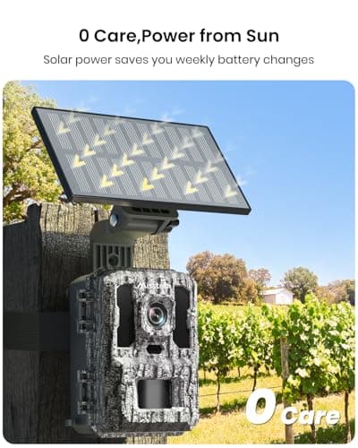 Misstech 4K UHD Solar Trail Camera for Game & Wildlife Monitoring - 0.1s Fast Activation to Record Animals, 64MP/4K Clear Night Vision, No Monthly Fee, App Control, IP66 Waterproof, 32GB SD Card - Thumbnail 2