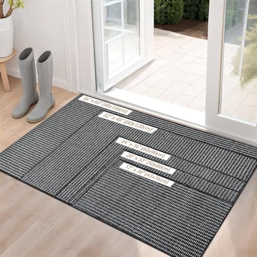 Indoor Door mat 24"x36", Dirt Trapper Door Mat, Non-Slip Washable Entrance Mat,Dirt Resistant and Absorbent Welcome Mat,Low-Profile Doormat for Entryways, Front Doors, and Indoor Entrances, Black/Grey - Thumbnail 6