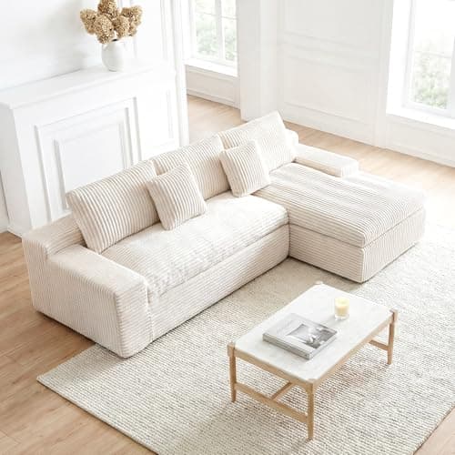 HipyMo 105” Modular Sectional Sofa, Cloud Sectional Couch with Deep Seat, Modular L-Shape Sofa Couch with Chaise, Boneless Couches for Living Room Bedroom (Beige, Right Facing Chaise) - Image 1