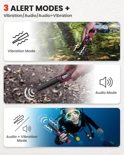 DR.ÖTEK Metal Detector Pinpointer, IP68 Fully Waterproof Underwater Pinpointer Metal Detector with LCD Screen & LED Light 360° Accurate High-Sensitivity Detection, Handheld Wand for Adults & Kids, Red - Thumbnail 6