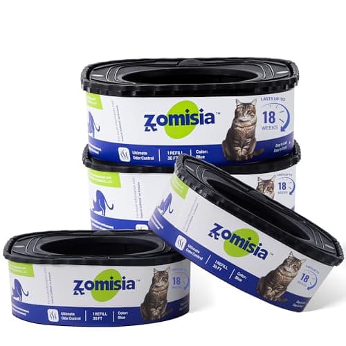 ZOMISIA 4 Pack Cat Litter Refill Bags, Non-See-Through Jumbo 120FT Cartridge Refill Total Up to Over 16 Months Per Cat for Odor Control, Compatible with Genie Standard, Plus, Style, Design - Image 1