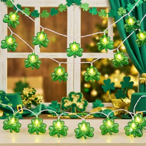 LED Shamrock String Light, 8.5Ft Clover String Light with 10 3D Green Clover Lights,Outdoor Irish Shamrock St Patrick's Day String Lights for Indoor Outdoor St. Patrick's Day Party Irish Holiday Decor - Image 1