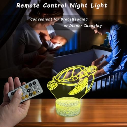 YODAFOOR Sea Turtle Gifts for Turtle Lover, 3D Nursery Night Light Lamp, Multi Color Change Timer Dimmalbe Remote Control, Bedroom Ocean Theme Decor, Birthday Gift for Boy Girl Kids Teens Women Men - Thumbnail 5