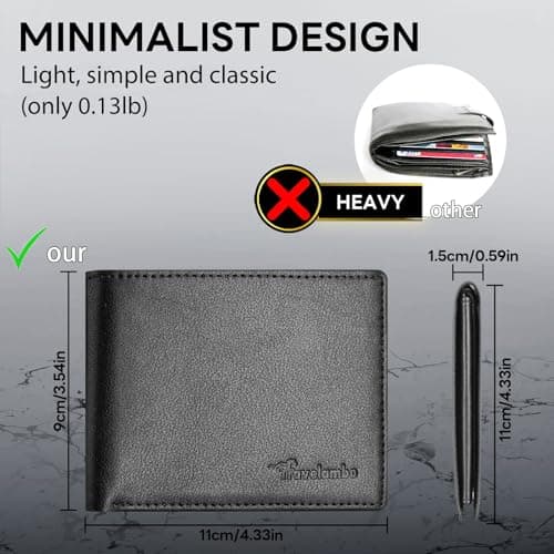 Wallet for Men, Premium Classic Mens Wallet Minimalist Slim Bifold Wallet, RFID Blocking Wallet with 10 Credit Card, 2 ID Window and 2 Cash Slots, Leather Compact Wallet, Front Pocket Card Holder - Thumbnail 4
