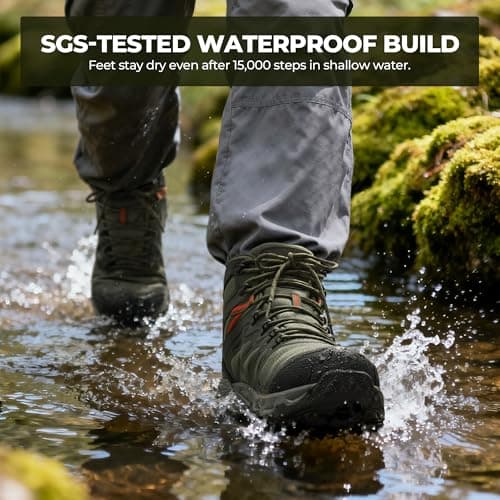 NORTIV 8 Men's Waterproof PRO Hiking Boots Outdoor Lightweight Non-Slip Arch Support Trekking Camping Ankle Boots Armadillo 3.0,Size 14,Army Green,NMUMHB2508 - Thumbnail 4