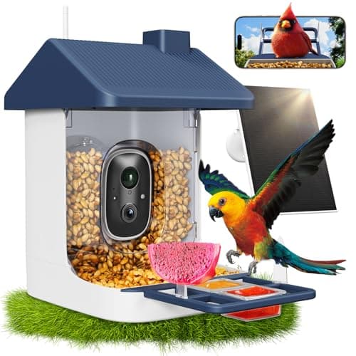 Smart Bird Feeder with Camera, 1.8L Solar Powered Bird Feeders for Outdoors, 2K AI Identify 10,000+ Birds Species, Birds Feeder Camera IP65 Instant Notification, Ideal Gift for Avian Lovers - Image 1
