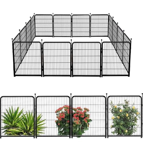 Getlay Doorless Dog Playpen 56inch 10 Panels, Dog Fence Outdoor for Yard, Garden Fence for Medium/Large Pets. Black Dog Pens Total22.1 Ft(L) - Image 1