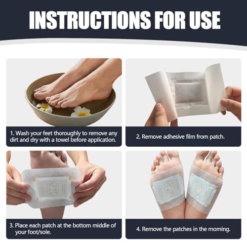 Niifawh 2 in 1 Foot Pads, Tear and Use Ginger Wormwood with Pure Natural Ginger Powder Bamboo Vinegar Wormwood, Bigger Adhesive ''Stay in Place'' All Night, 20 Pads - Thumbnail 3
