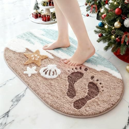 VGYYN Beach Theme Non-Slip Washable Bath Rug | Soft Adorable Ocean Decor for Bathroom, Living Room, Bedroom & Gifts 16"*24"