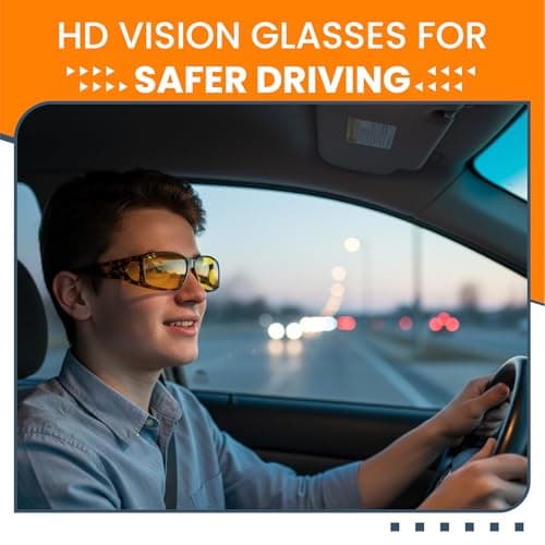 Success Eyewear Night Driving Glasses Anti Glare Polarized Night Vision Yellow Tint Glare Reducing Fit Over Driving Sunglasses Men Women - Thumbnail 6