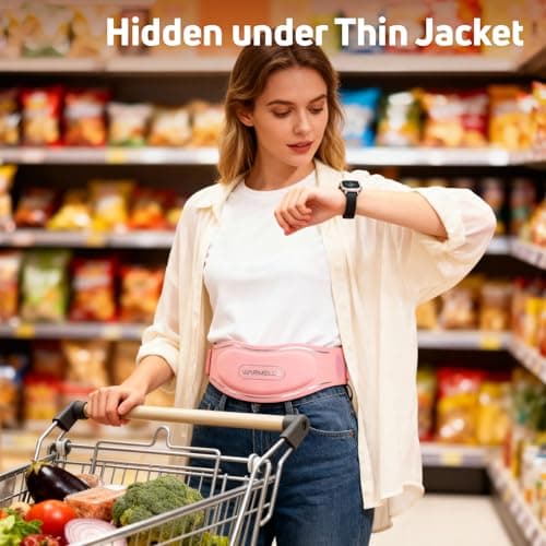 Heating Pad for Period Cramps, Portable Heating Pad for Back - Instant Soothing Menstrual Cramp Relief, Cordless Heating Pads Rechargeable with 5000mAh Battery, 6 Heat Settings, 10-99 Mins Timer - Thumbnail 6